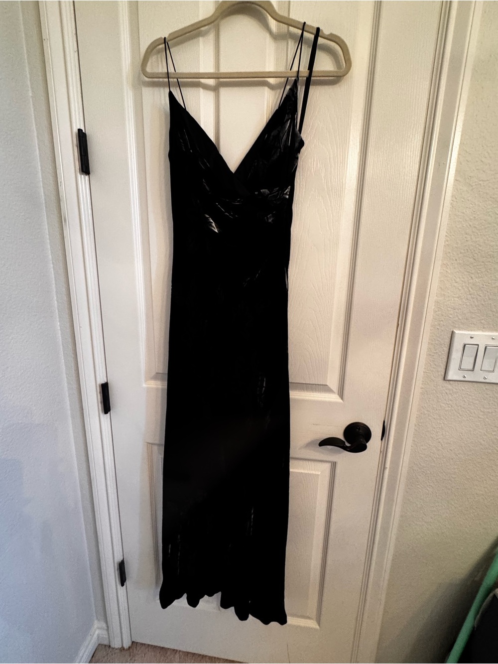 SM New York Black Maxi Slip Dress with Double Spaghetti Straps